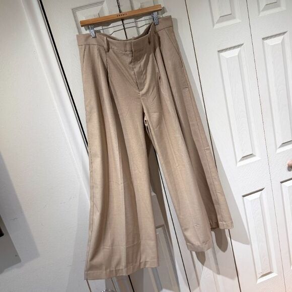 NWT Madewell The Harlow Superwide Leg Pleated Trouser Brushed Twill Tan Beige 14 - Picture 7 of 12